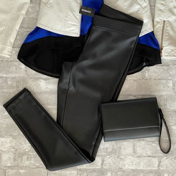 SOLD | 🔥SALE🔥 NWT Express Vegan Leather Black Ankle Tights **HOST PICK** - Picture 2 of 15
